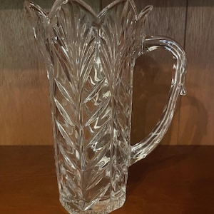 Vintage Crystal Pitcher 9 inches tall