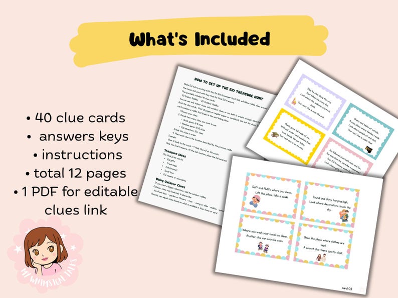 Follow Instructions Riddles Eid Treasure Hunt Printable | 40 Indoor & Outdoor Riddle Clues + Blank ...