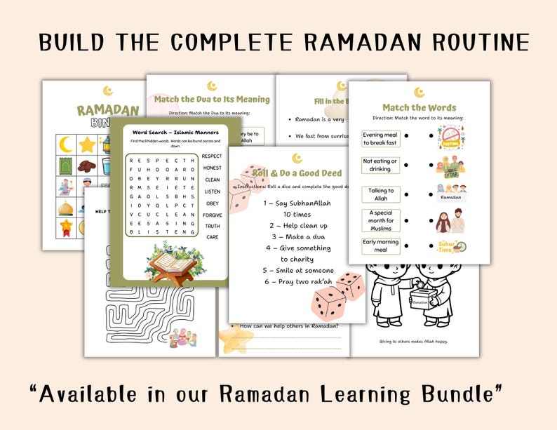 Ramadan Learning Bundle for Kids | Duas & Good Deeds Flashcards | 30-Day Ramadan Tracker | Printable Islamic Activity for Children image 11