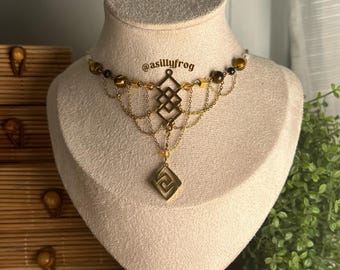 Zhongli Necklace: Genshin Impact Stainless Steel Geo Jewelry