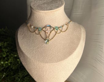 Celestial Sky: Stainless Steel Necklace, Handmade, Moon Star Pendant