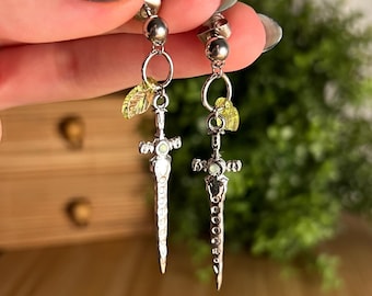 Forest Warrior Earring: Stainless Steel, Handmade, medieval, sword