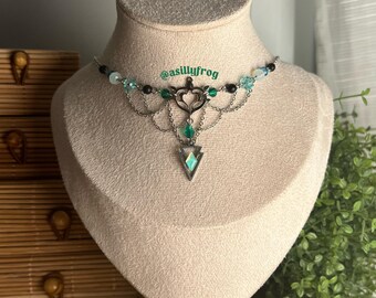 Alhaitham Inspired Necklace: Genshin Impact Dendro Jewelry, Handmade, Stainless Steel