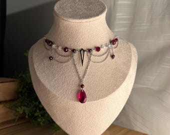 Bloodrose Goddess: Stainless Steel Necklace, Handmade, alt
