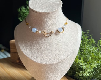 Dainty Moon: Stainless Steel Necklace, Handmade, clean girl, royal, gift for her