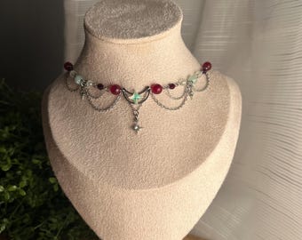 Crimson Star: roestvrijstalen ketting, handgemaakte, hemelse sieraden