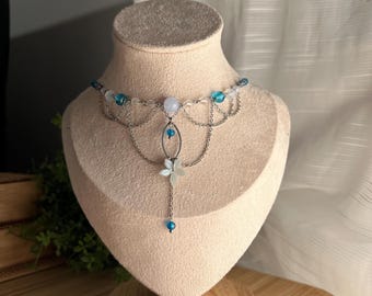 Skylight Goddess: Stainless Steel Necklace, Handmade, floral, elegant
