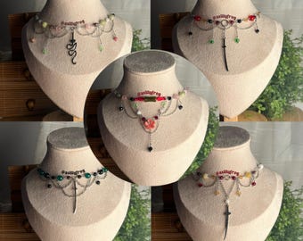 Demon Slayer Inspired Necklaces: Tanjiro Nezuko Mitsuri Giyu Rengoku Anime Jewelry Fashion Handmade