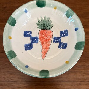 Hausenware by Mary Jane Mitchell 8” Hand Painted Bowl w/Carrot