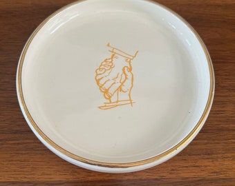 Louis Baida Cream and Gold rimmed Decorative Dish