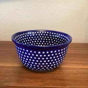 Boleslawiec Blue Peacock Hand Made in Poland Big Bowl 10.5