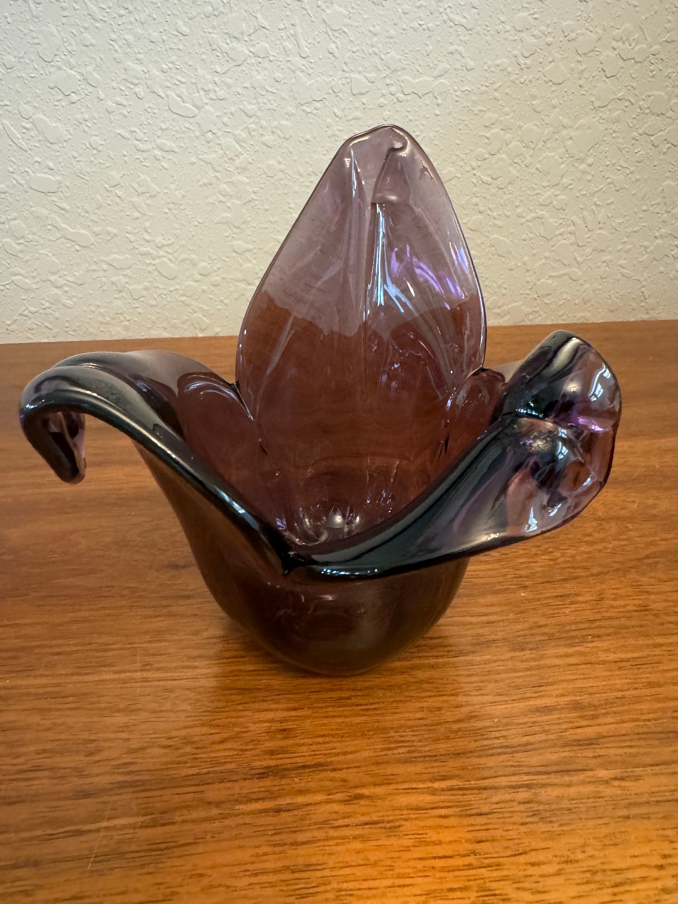 ムラーノ手吹きアメジストアートガラスチューリップ型花瓶 - Etsy 日本