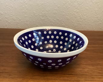 Boleslawiec Blue Peacock Hand Made in Poland Bowl 7”
