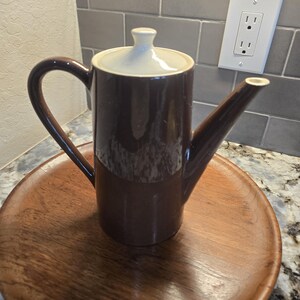Vintage MCM Brown and Ivory Ceramic Coffee Tea Pot