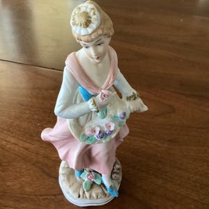 Ardco Porcelain Woman Figurine Picking Flowers