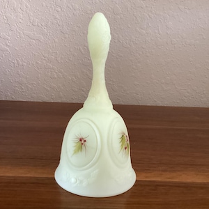 Fenton Custard Holly and Berries Artist signed Bell