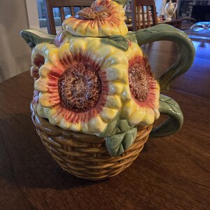 Susan Winget Sunflower Ceramic Teapot Made for Cracker Barrel - Etsy