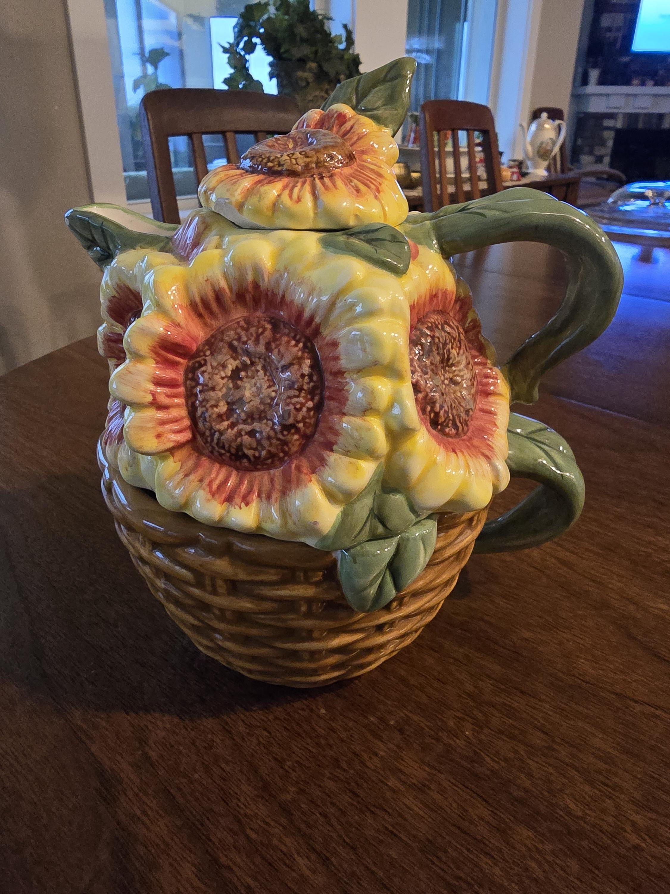 Susan Winget Sunflower Ceramic Teapot Made for Cracker Barrel - Etsy