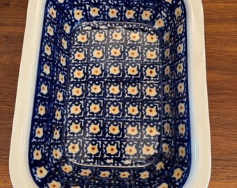 Boleslawiec blauw en geel, handgemaakt in Polen, Deep Baker