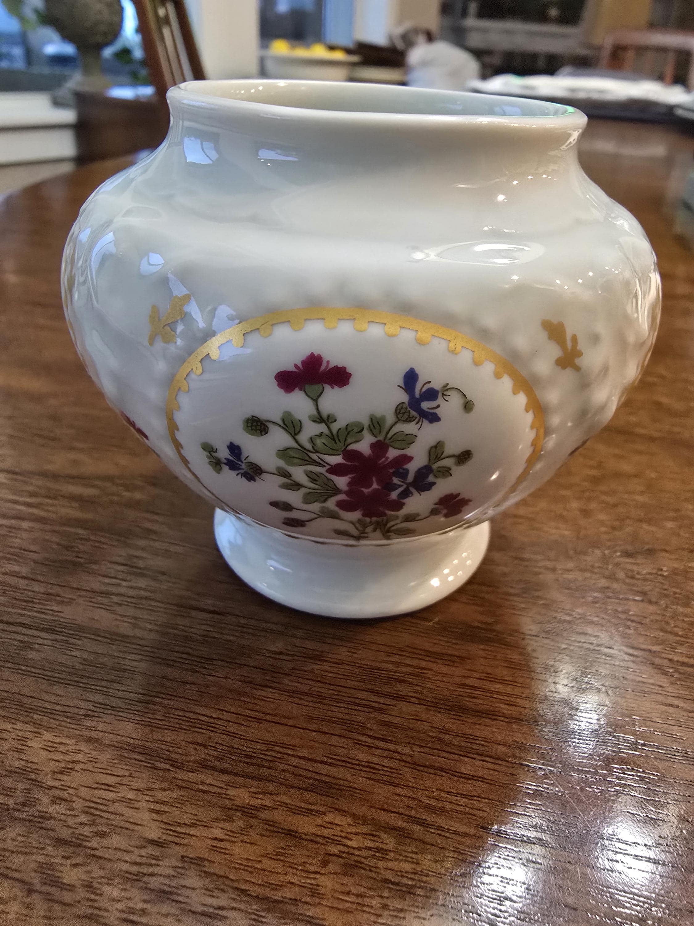 Haviland Limoges Jar with Pink and Blue Flowers 3 Inches