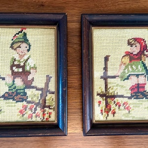 Hummel Needlepoint Set of 2 -  Framed