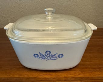 Corningware Blå Blåklint Gryta 1960-tal 10x8,5 med lock