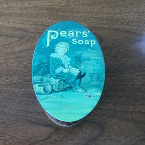 Pears' Soap Tin Box Clean Empty Oval Lidded England