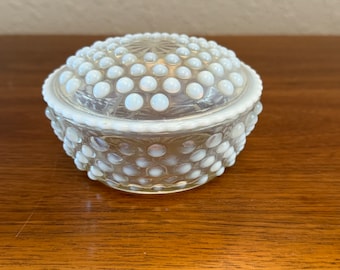 Anchor Hocking Hobnail Opalescent Small Lidded Bowl 4.25” diameter
