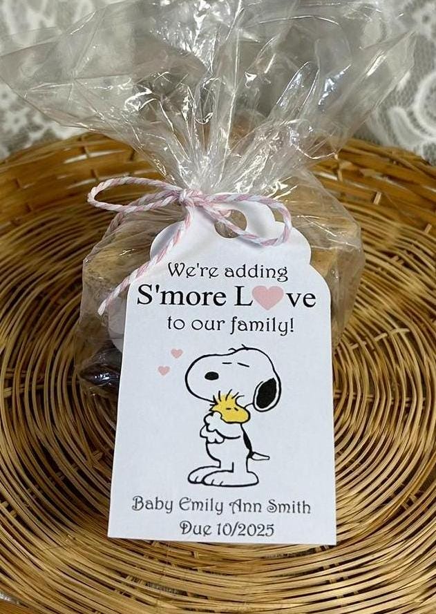 Printed and Shipped Snoopy S'more Love Favor Tags Bags Baby