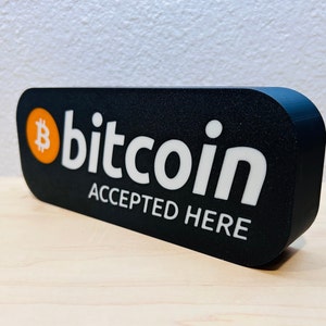 Bitcoin Accepted Here Gold Desktop Display