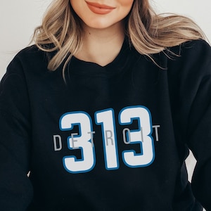 Detroit 313 Unisex Sweatshirt, Lions Crewneck Graphic Shirt, Football Season Sweater, Oversized Sports Shirt, Gift for Sports Fan