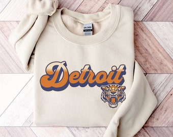 Retro Detroit Baseball Sweatshirt, Tigers Crewneck Graphic Tee, Baseball Season TShirt, Baseball Lover Gift, Crewneck Sweatshirt