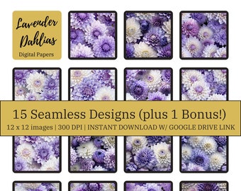 Dahlia Digital Paper, Seamless Dahlia Images, Tiled Printable Paper, Scrapbooking, Jewelry Design, Fun Flower Digital Image, Dahlia Flowers