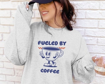 Retro koffieshirt, grappig koffieshirt, retro grafisch T-shirt, shirt koffieliefhebber, T-shirt koffiedrinker, shirt koffieverslaafde, cadeau koffieliefhebber