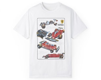 T-shirt unisexe de style vintage Ferrari Schematics F1 Comfort Colors