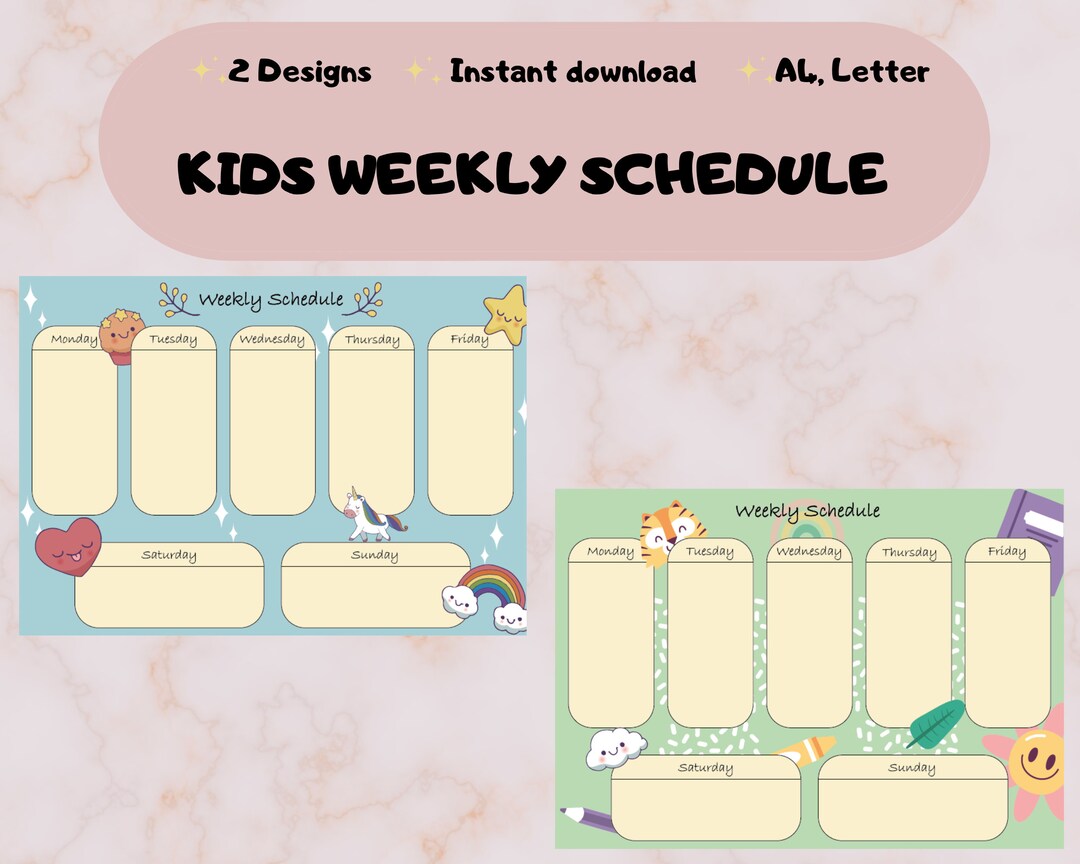 Kids Weekly Schedule Printable Kids Schedule Kids Activity Pages ...