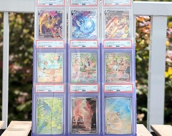 Expositor de tarjetas graduadas: Organizador de 9 ranuras, 45 colores. Versiones PSA/One-Touch disponibles.