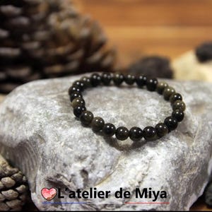 Golden Obsidian Bracelet - Natural Stone - 6 mm