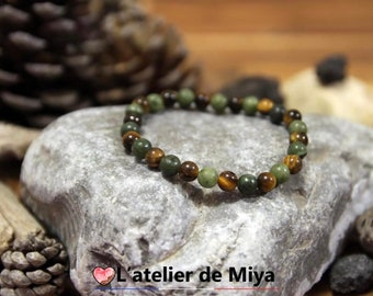 Pulsera Ojo de Tigre y Jade Verde