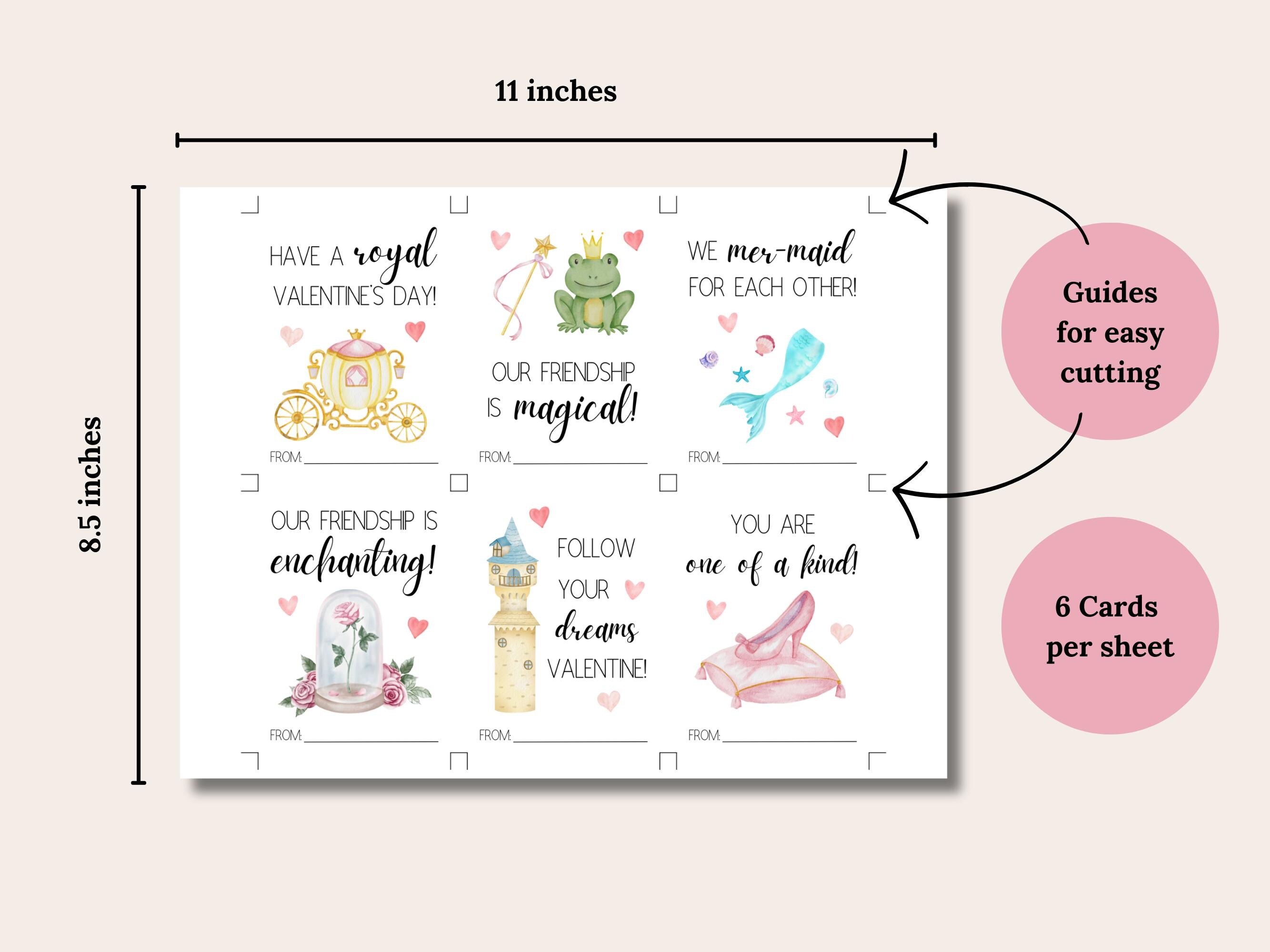 Princess Valentine's Day Cards for Kids: Printable Classroom Valentines ...