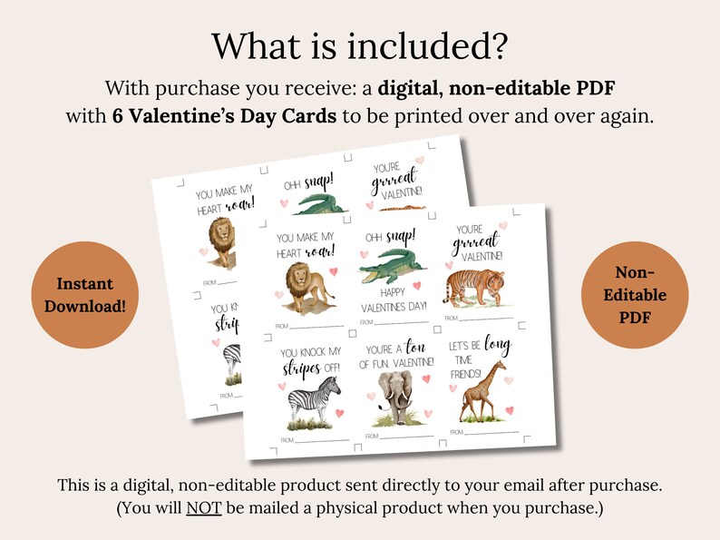 Printable Valentine's Day Cards for Kids Zoo Animal Valentine School ...