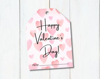 Pink Heart Valentine's Day Tags: Printable Valentine’s Tag (PDF)