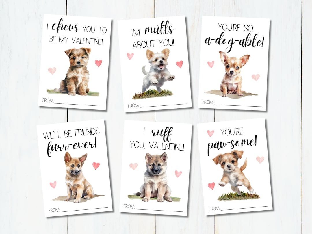 Printable Valentine's Day Cards for Kids | Dog Valentine | School ...
