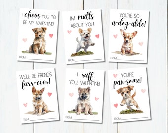 Dog Valentine's Day Cards for Kids: Printable Classroom Valentines (PDF)
