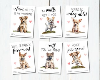 Printable Valentine's Day Cards for Kids | Dog Valentine | School Valentine | Classroom Valentine's Day | Puppy Valentine | Animal Card