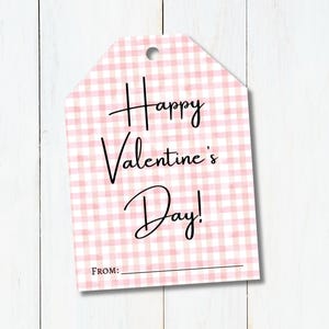 Printable Valentine&#39;s Day Tags | Plaid Valentine | School Valentine | Classroom Valentine&#39;s Day | Teacher Valentine | Pink Valentine