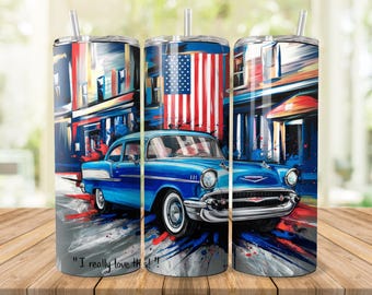 Chevy Bel Air Tumbler Sublimation Design, Classic Car PNG (Digital Download)