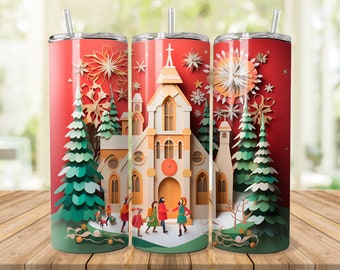 3D Christmas Tumbler Bundle for 20 oz Skinny Tumbler, Sublimation Digital Design