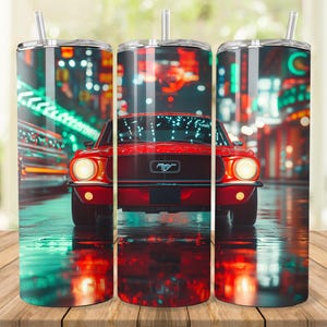 Vintage Mustang Sublimation Designs for for 20 oz Skinny/Straight Tumbler, Bundle of 2 png files