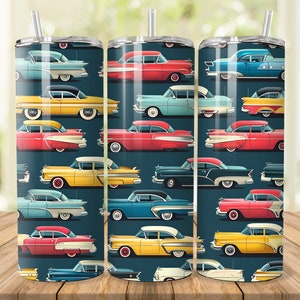 Vintage Cars PNG für 20 oz Skinny Tumbler Sublimationsdesigns